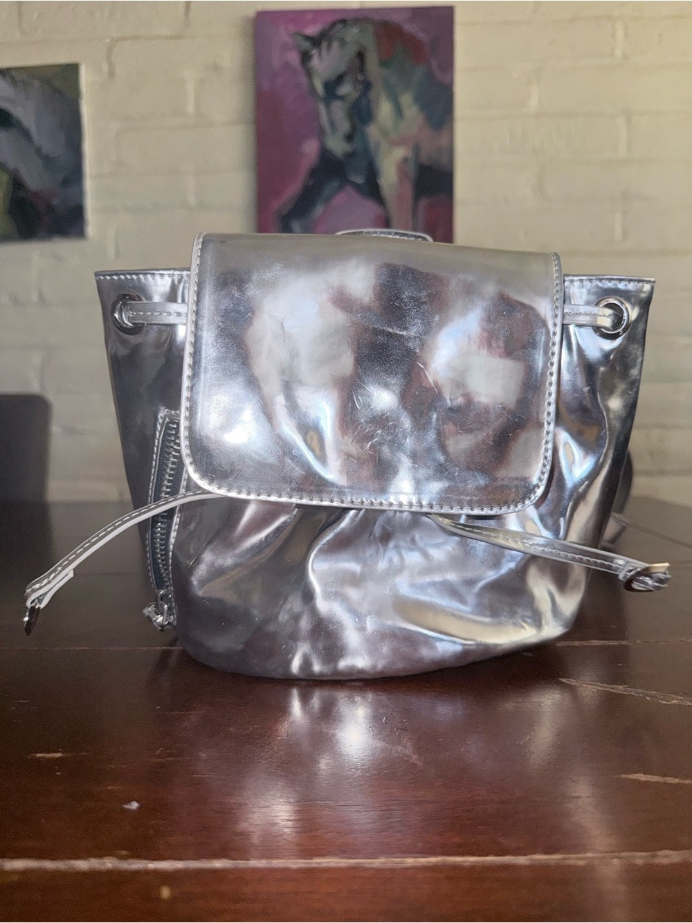 Eddie Borgo for Target Metallic Silver Women's Small Drawstring Backpack